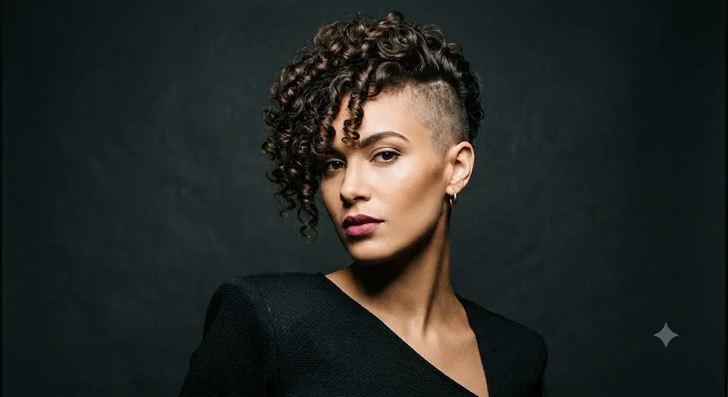Edgy Curly Pixie With Shaved Undercut for Coily Hair
