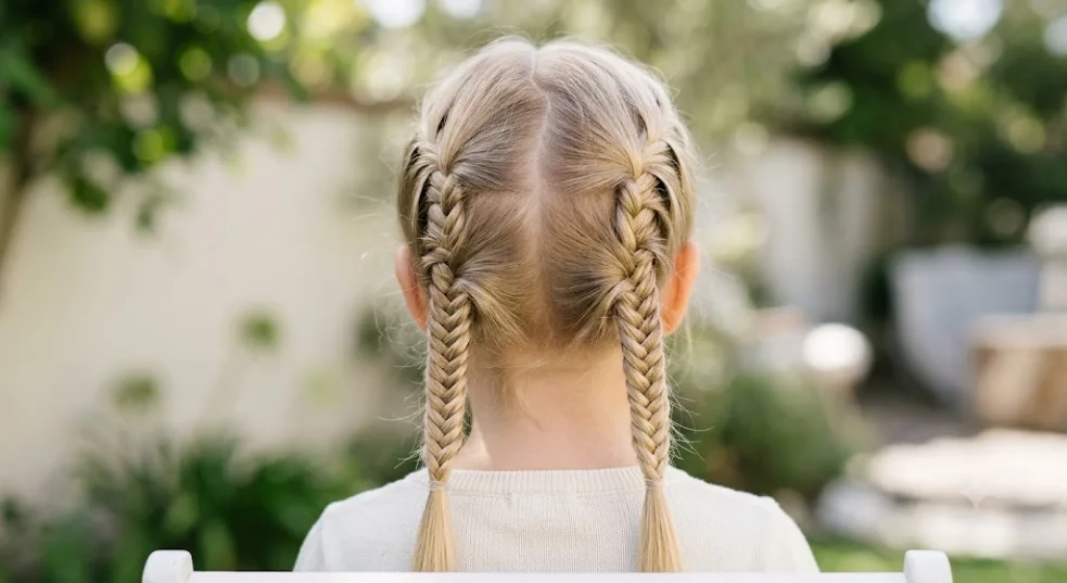 Fishtail Braid Pigtails for Fine Hair Kids