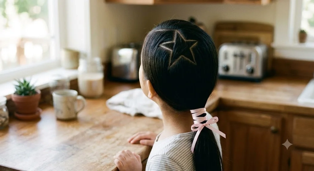 Low Ponytail with Ribbon Wrap for Long Hair