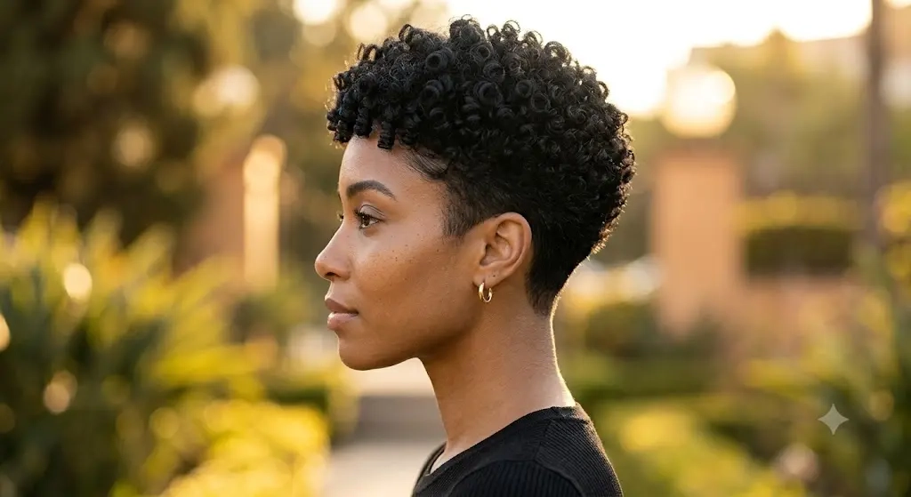 Tapered Curly Pixie Cut With Fade for 4C Natural Hair