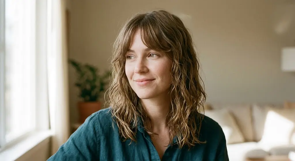 air dry curtain bangs long hair no heat natural style