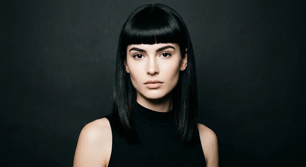 blunt cloud bangs dark black straight hair