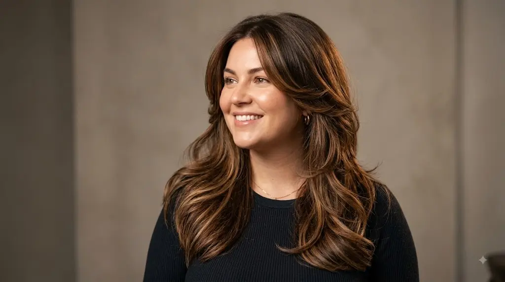 Long Balayage Butterfly Wolf Cut with Dimensional Highlights