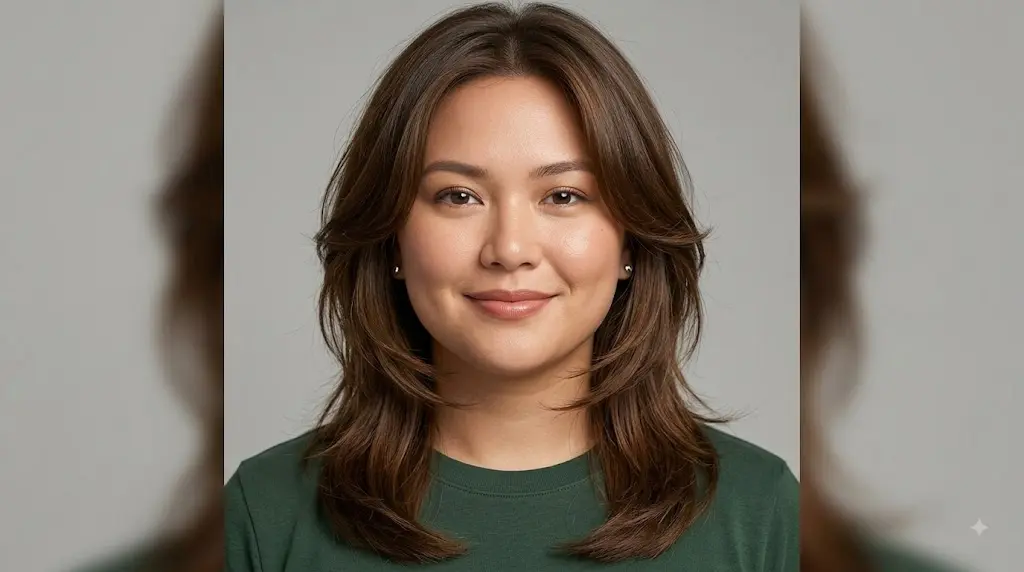 Round Face Butterfly Wolf Cut with Jawline Softening Layers