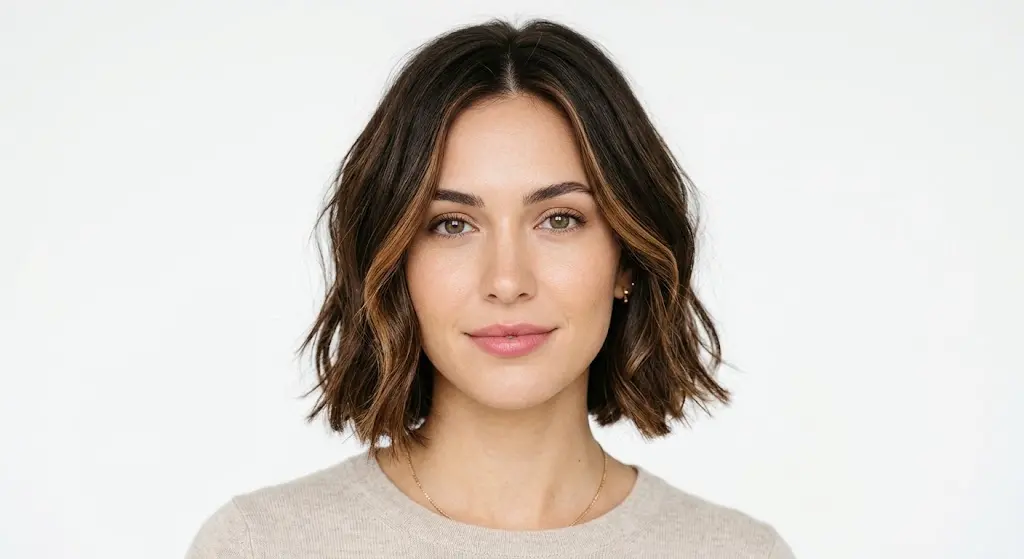 Short Bob with Subtle Babylight Highlights Fall Hair Color