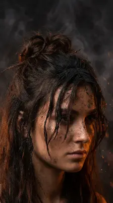 Smoke and Embers Messy Half Updo Hairstyle for Dark Hair Halloween