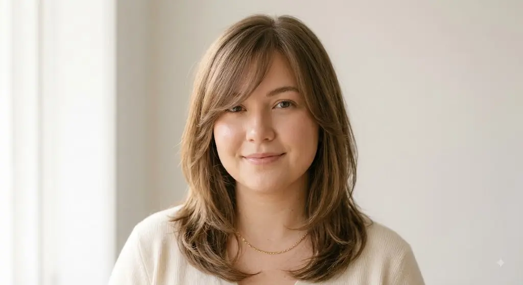 Soft Side Swept Bangs with Blended Butterfly Layers
